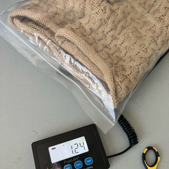 New Callahan Knitwear Cropped Cameron  Tan & Purple Turtleneck Sweater- Medium - Picture 16 of 16